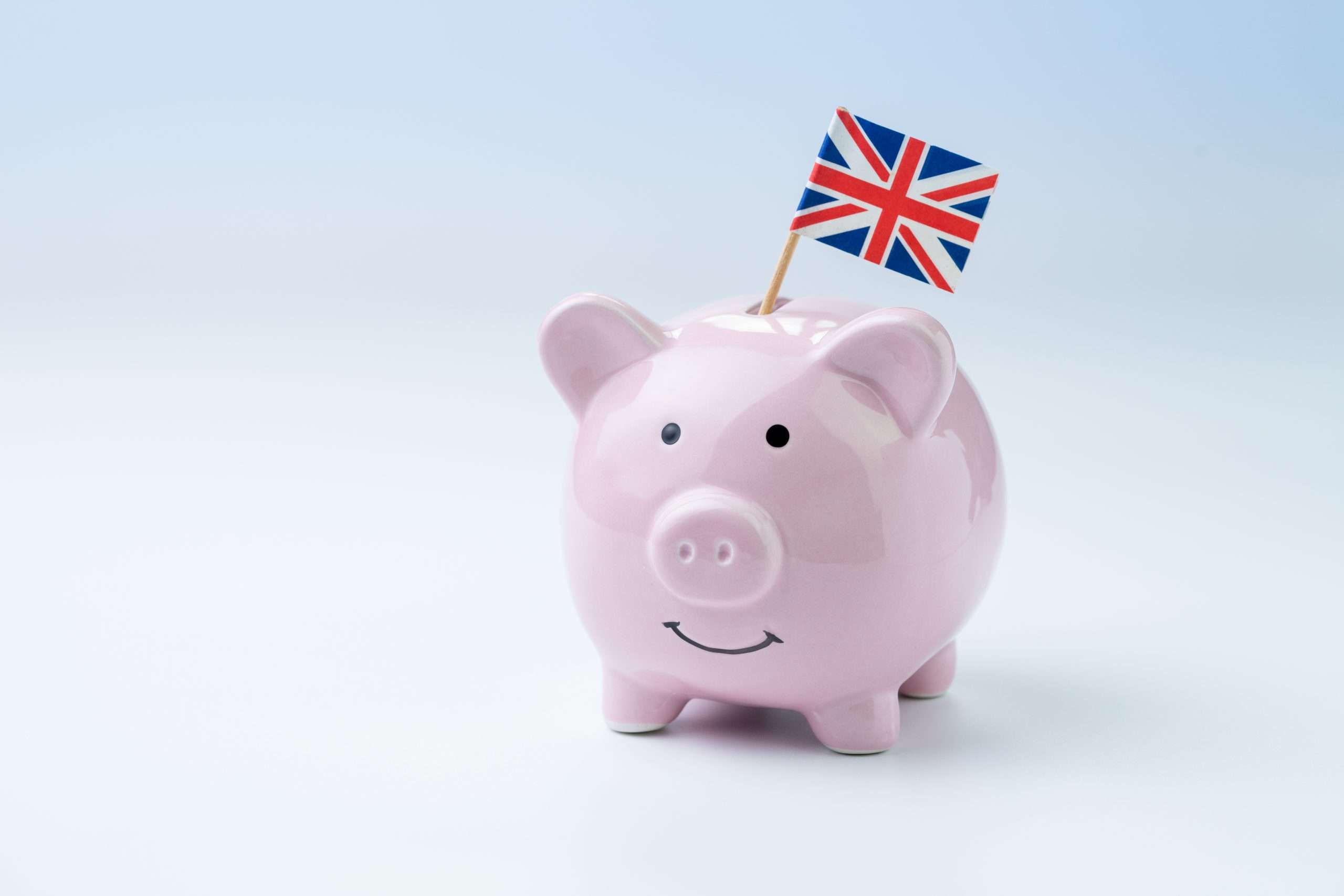 Piggy bank with British flag