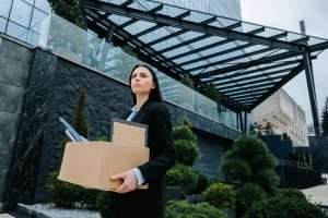 Sacked employee with possessions