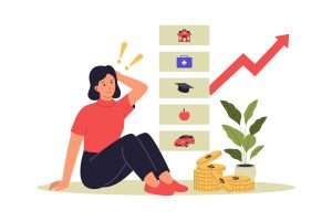 Cartoon woman confused by rising costs