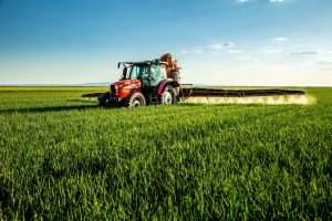red tractor in field